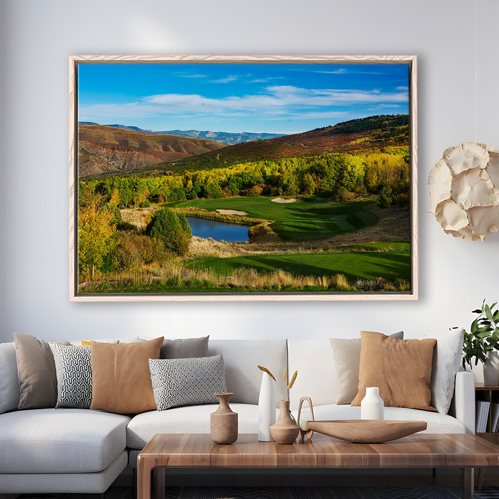 Red Sky Ranch And Golf Club, Fazio Course Hole 17, Wolcott, Colorado, Floating Framed Canvas Print Wall Art