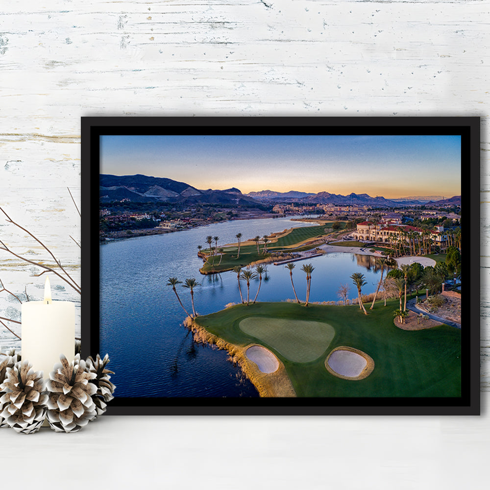 Reflection Bay Golf Courses In Las Vegas, Nv, Floating Framed Canvas Print Wall Art