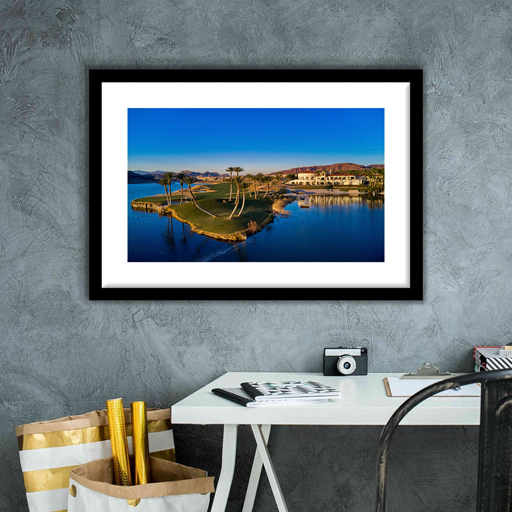 Reflection Bay Golf Courses In Las Vegas, Nv 2, Goft Art Print, Framed Art Print White Border Wall Decor