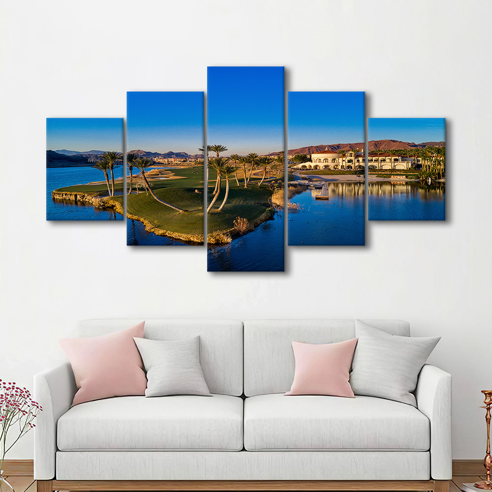 Reflection Bay Golf Courses In Las Vegas, Nv 2, Golf Art Print, 5 Pieces Mixed Canvas Print Wall Art