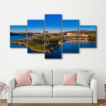 Reflection Bay Golf Courses In Las Vegas, Nv 2, Golf Art Print, 5 Pieces Mixed Canvas Print Wall Art