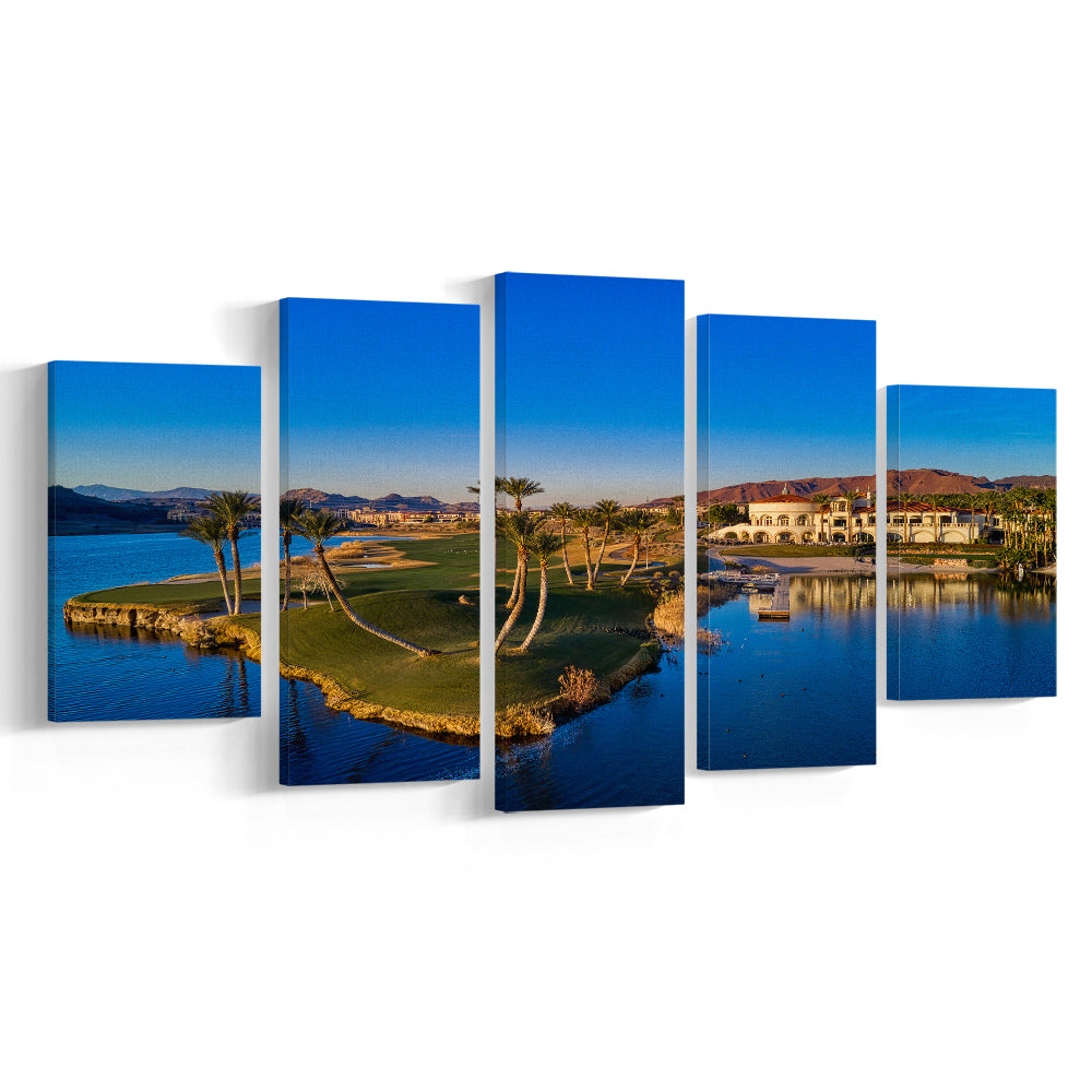 Reflection Bay Golf Courses In Las Vegas, Nv 2, Golf Art Print, 5 Pieces Mixed Canvas Print Wall Art
