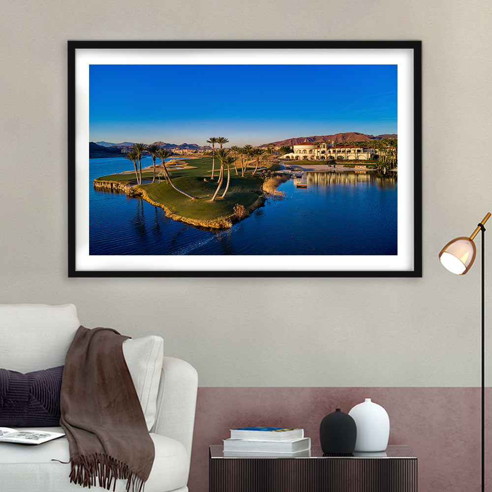 Reflection Bay Golf Courses In Las Vegas, Nv 2, Goft Art Print, Framed Art Print White Border Wall Decor