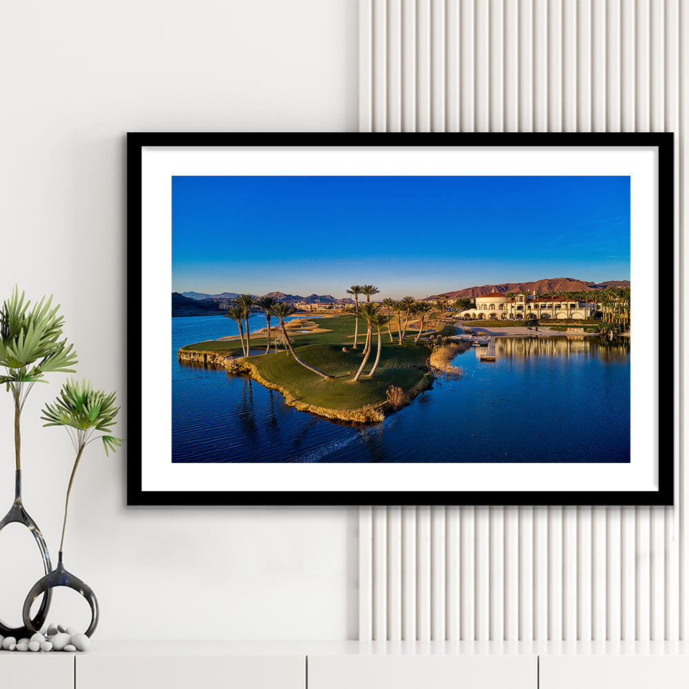 Reflection Bay Golf Courses In Las Vegas, Nv 2, Goft Art Print, Framed Art Print White Border Wall Decor