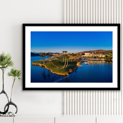 Reflection Bay Golf Courses In Las Vegas, Nv 2, Goft Art Print, Framed Art Print White Border Wall Decor