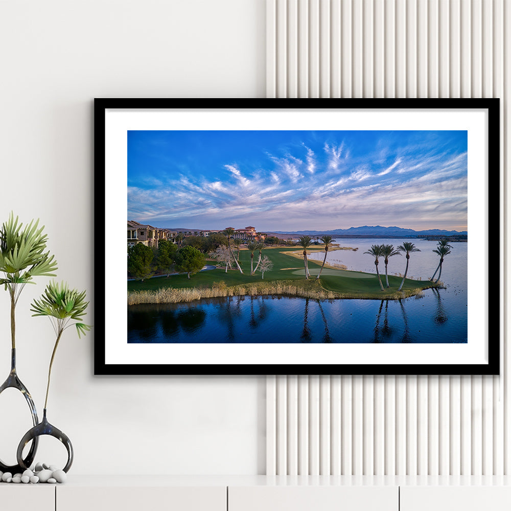 Reflection Bay Golf Courses In Las Vegas, Nv 3, Goft Art Print, Framed Art Print White Border Wall Decor