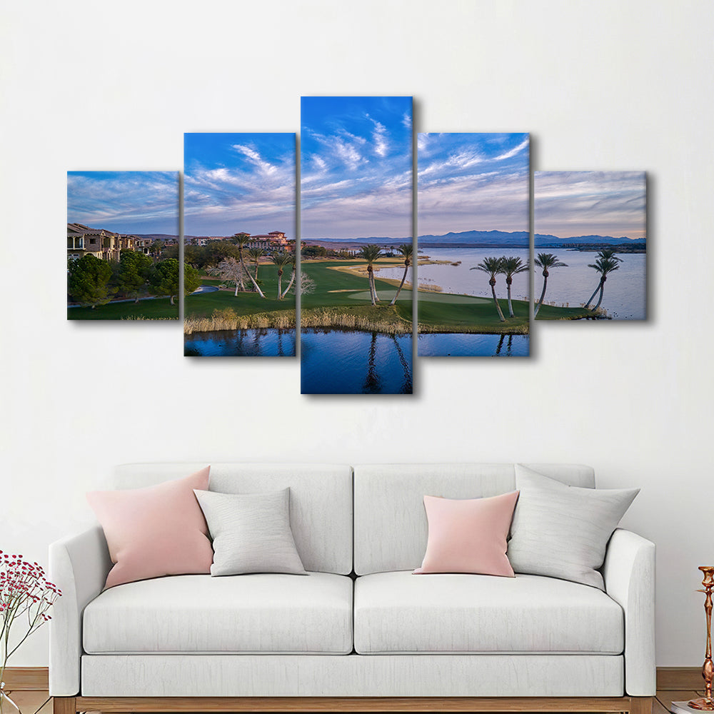 Reflection Bay Golf Courses In Las Vegas, Nv 3, Golf Art Print, 5 Pieces Mixed Canvas Print Wall Art