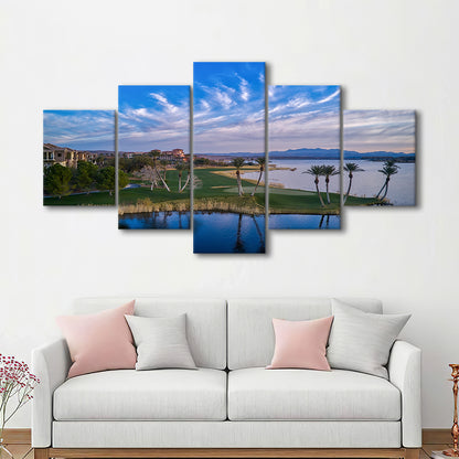 Reflection Bay Golf Courses In Las Vegas, Nv 3, Golf Art Print, 5 Pieces Mixed Canvas Print Wall Art