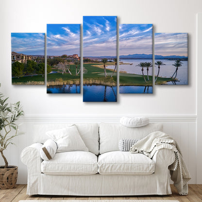 Reflection Bay Golf Courses In Las Vegas, Nv 3, Golf Art Print, 5 Pieces Mixed Canvas Print Wall Art