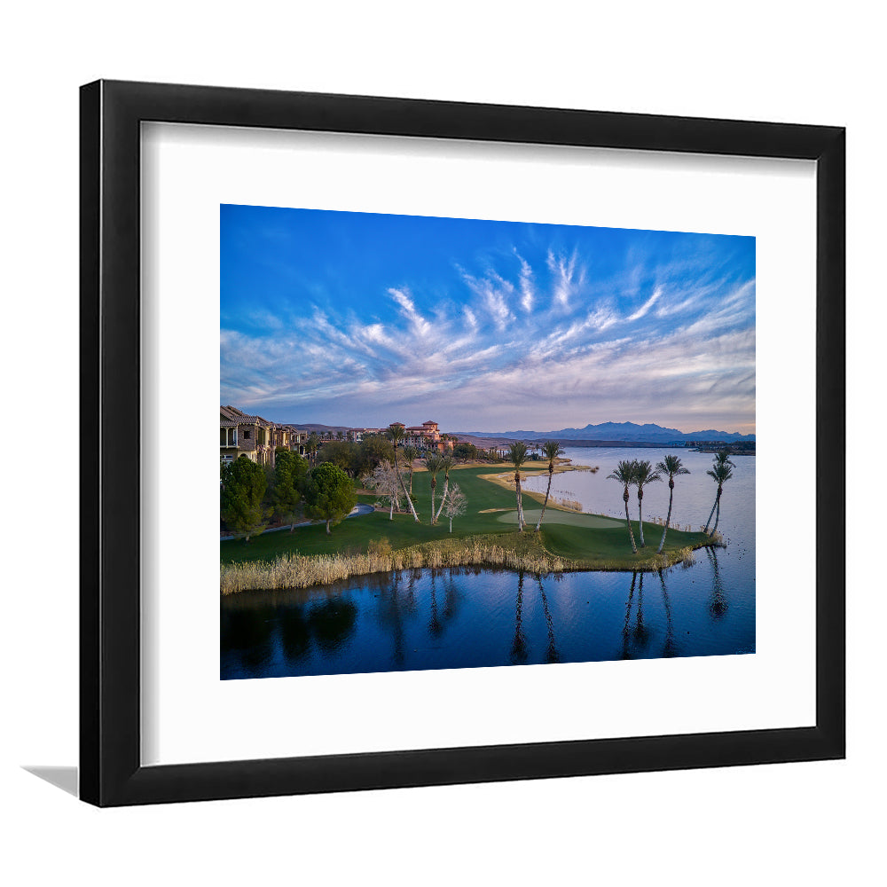Reflection Bay Golf Courses In Las Vegas, Nv 3, Goft Art Print, Framed Art Print White Border Wall Decor