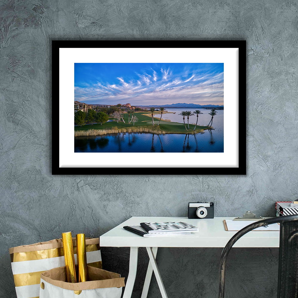 Reflection Bay Golf Courses In Las Vegas, Nv 3, Goft Art Print, Framed Art Print White Border Wall Decor