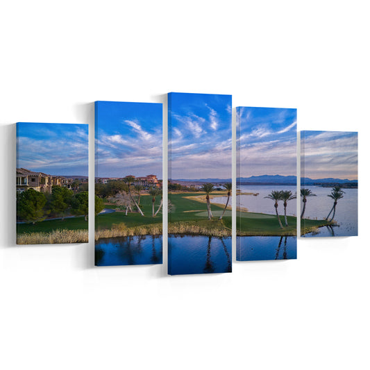 Reflection Bay Golf Courses In Las Vegas, Nv 3, Golf Art Print, 5 Pieces Mixed Canvas Print Wall Art