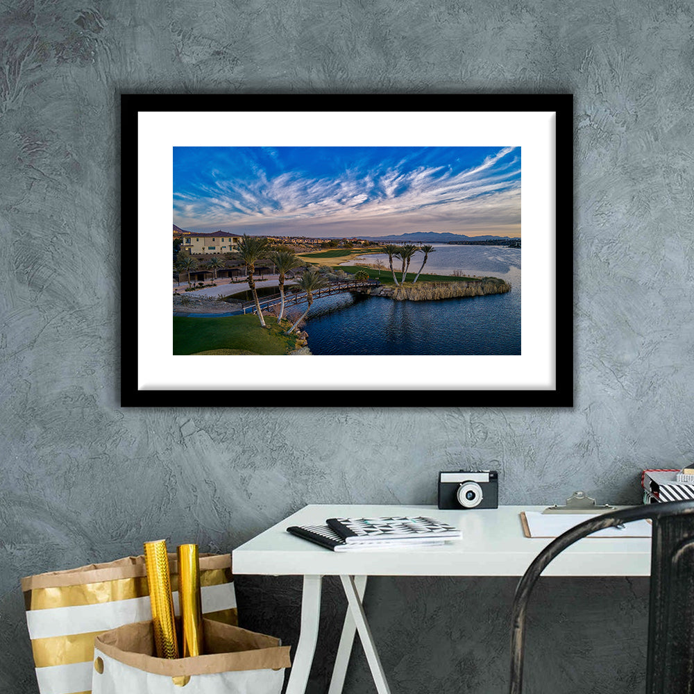 Reflection Bay Golf Courses In Las Vegas, Nv 4, Goft Art Print, Framed Art Print White Border Wall Decor