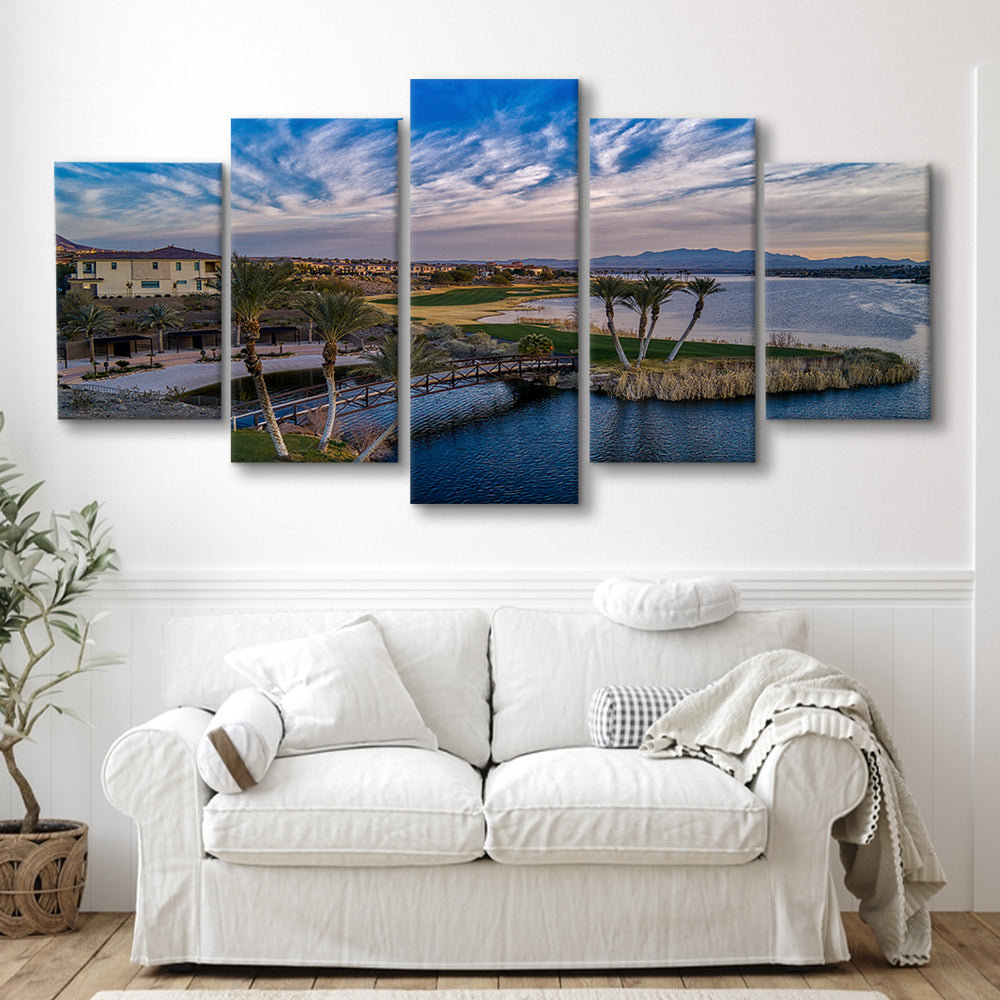 Reflection Bay Golf Courses In Las Vegas, Nv 4, Golf Art Print, 5 Pieces Mixed Canvas Print Wall Art