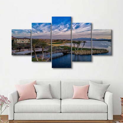 Reflection Bay Golf Courses In Las Vegas, Nv 4, Golf Art Print, 5 Pieces Mixed Canvas Print Wall Art