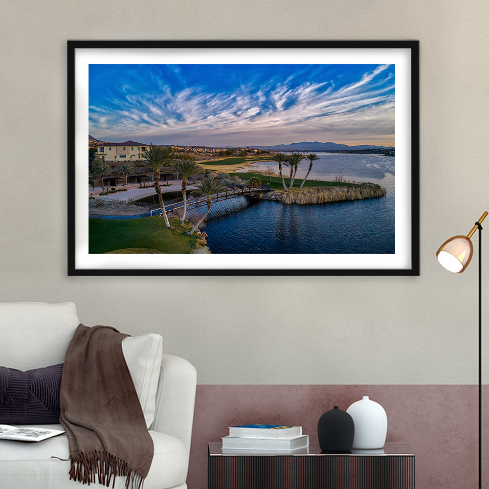 Reflection Bay Golf Courses In Las Vegas, Nv 4, Goft Art Print, Framed Art Print White Border Wall Decor