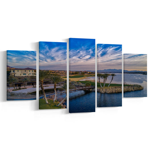 Reflection Bay Golf Courses In Las Vegas, Nv 4, Golf Art Print, 5 Pieces Mixed Canvas Print Wall Art