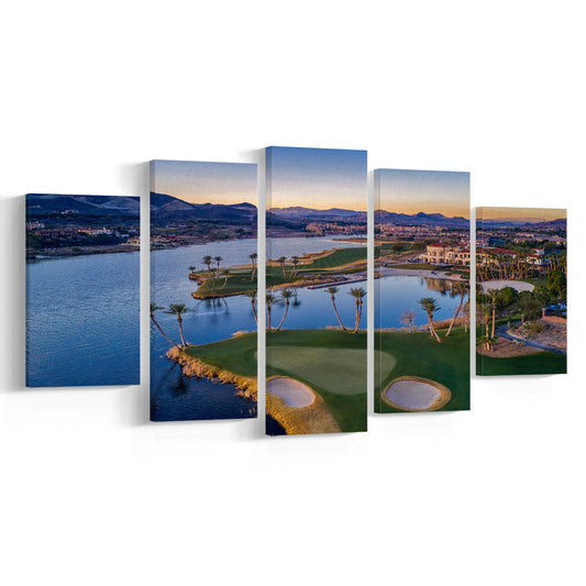 Reflection Bay Golf Courses In Las Vegas, Nv, Golf Art Print, 5 Pieces Mixed Canvas Print Wall Art