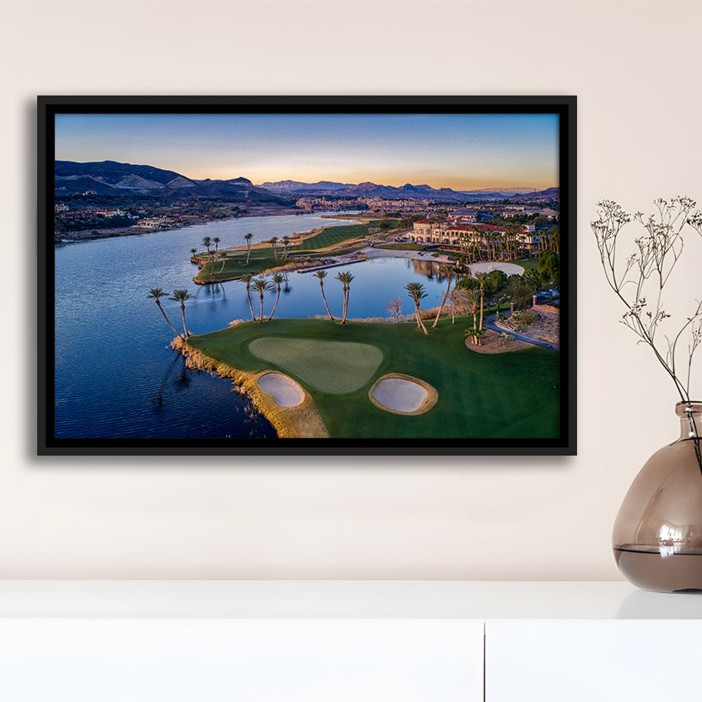 Reflection Bay Golf Courses In Las Vegas, Nv, Floating Framed Canvas Print Wall Art