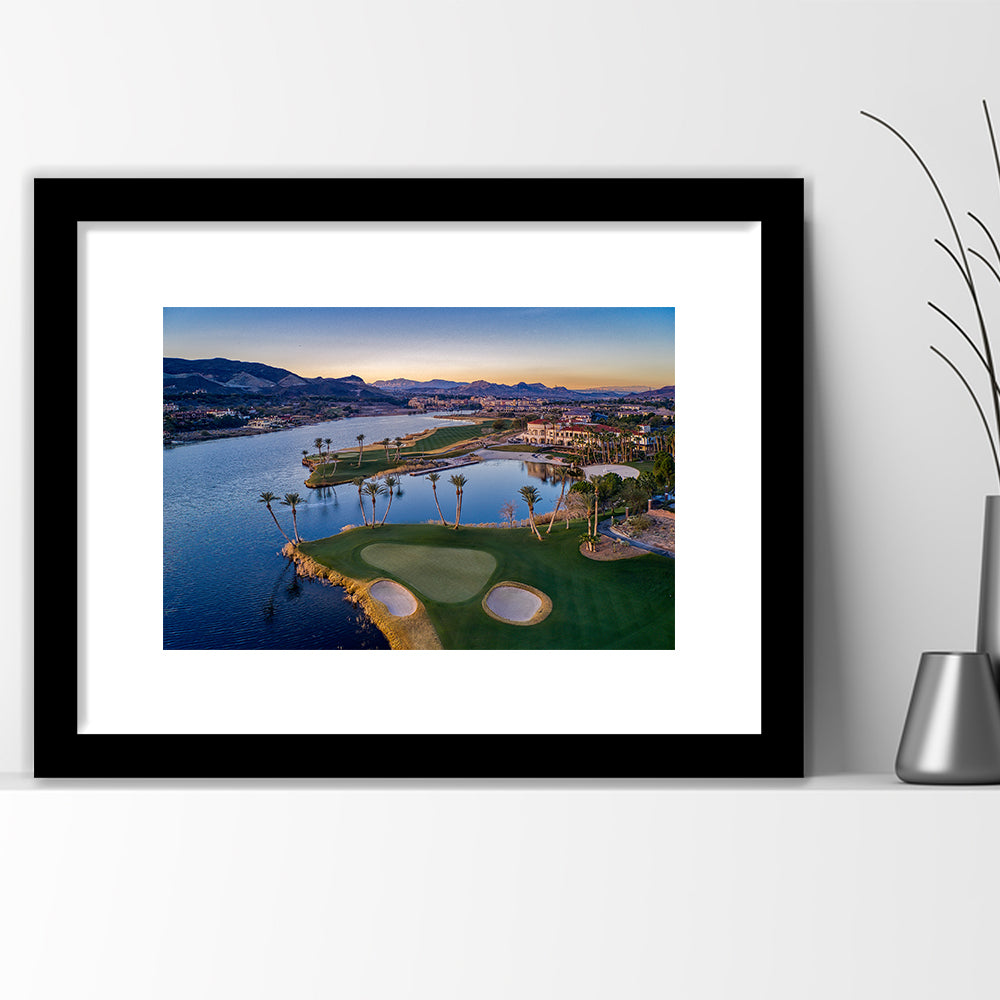 Reflection Bay Golf Courses In Las Vegas, Nv, Goft Art Print, Framed Art Print White Border Wall Decor