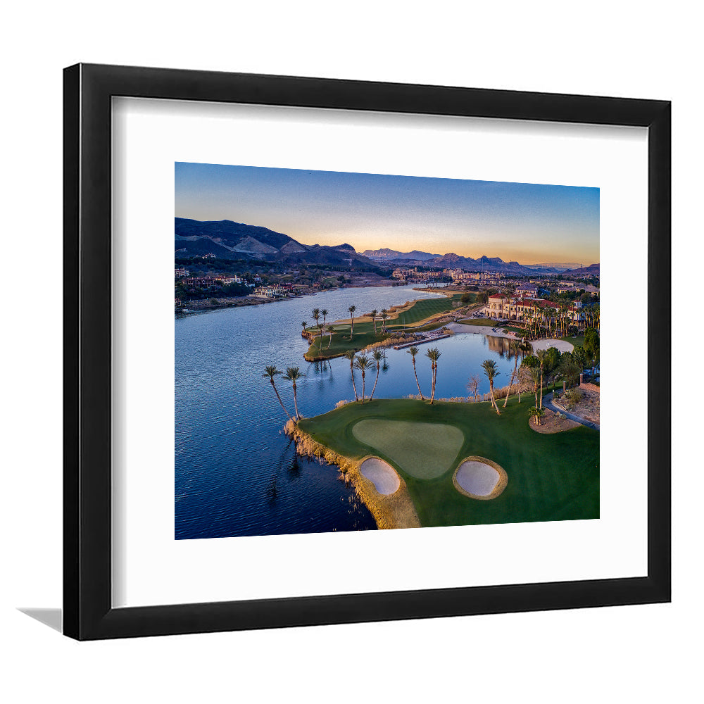 Reflection Bay Golf Courses In Las Vegas, Nv, Goft Art Print, Framed Art Print White Border Wall Decor