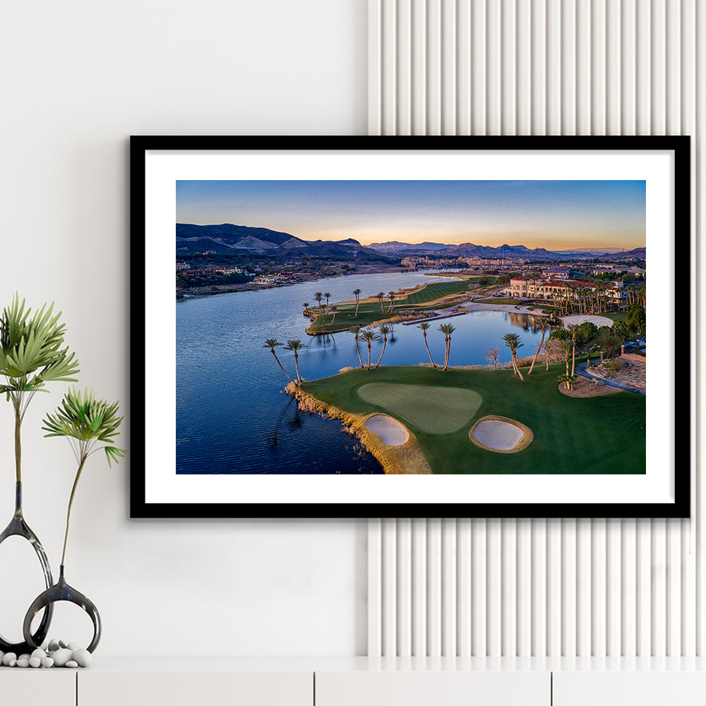 Reflection Bay Golf Courses In Las Vegas, Nv, Goft Art Print, Framed Art Print White Border Wall Decor