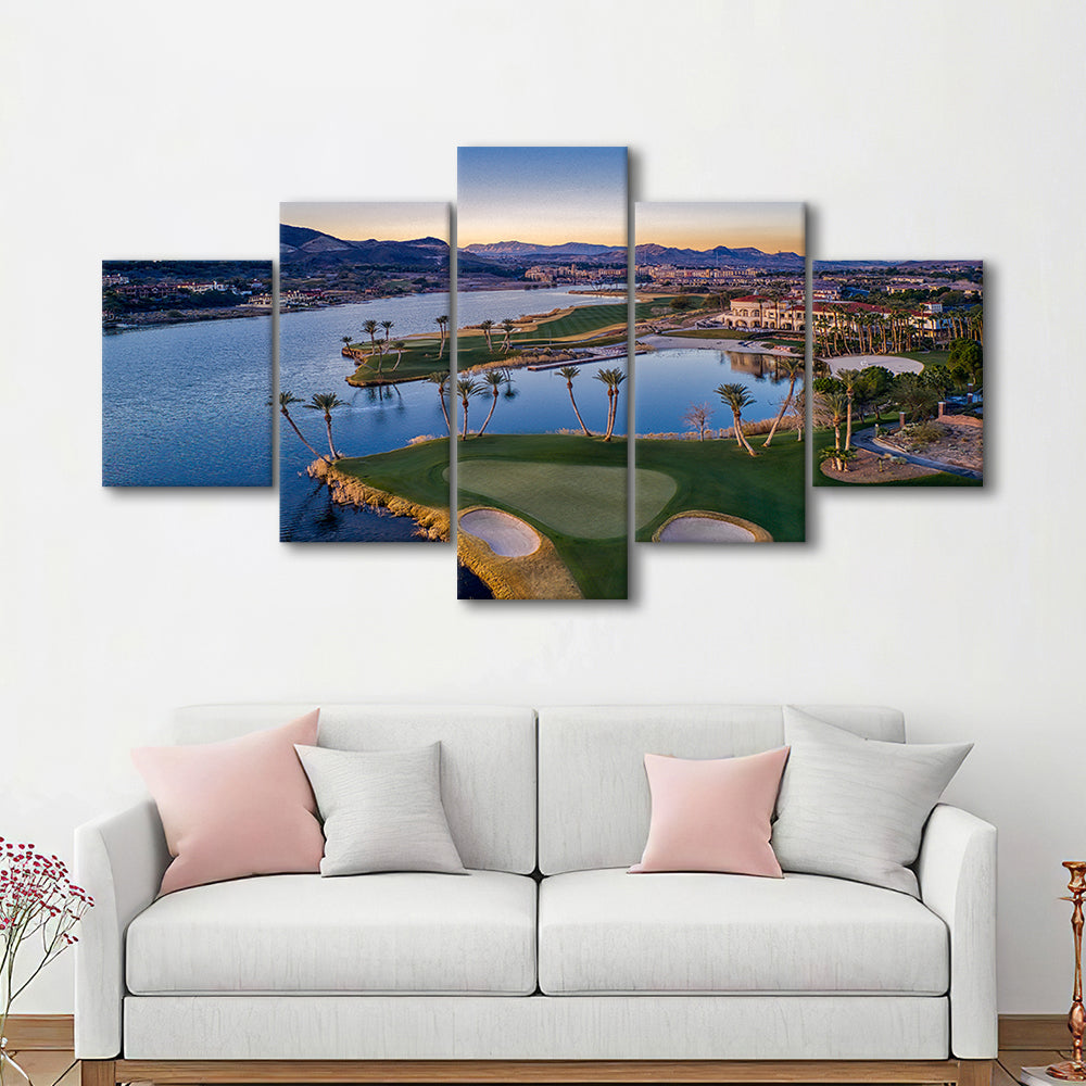 Reflection Bay Golf Courses In Las Vegas, Nv, Golf Art Print, 5 Pieces Mixed Canvas Print Wall Art