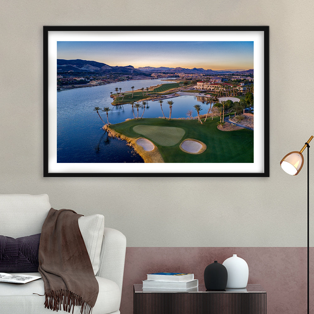 Reflection Bay Golf Courses In Las Vegas, Nv, Goft Art Print, Framed Art Print White Border Wall Decor
