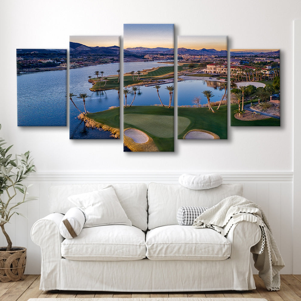 Reflection Bay Golf Courses In Las Vegas, Nv, Golf Art Print, 5 Pieces Mixed Canvas Print Wall Art