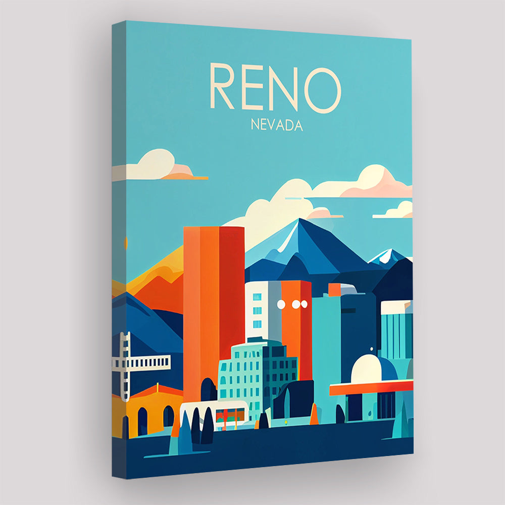 Reno Nevada Retro Art Print, Reno City Wall Art, Canvas Print, Painting Canvas, Living Room Decor