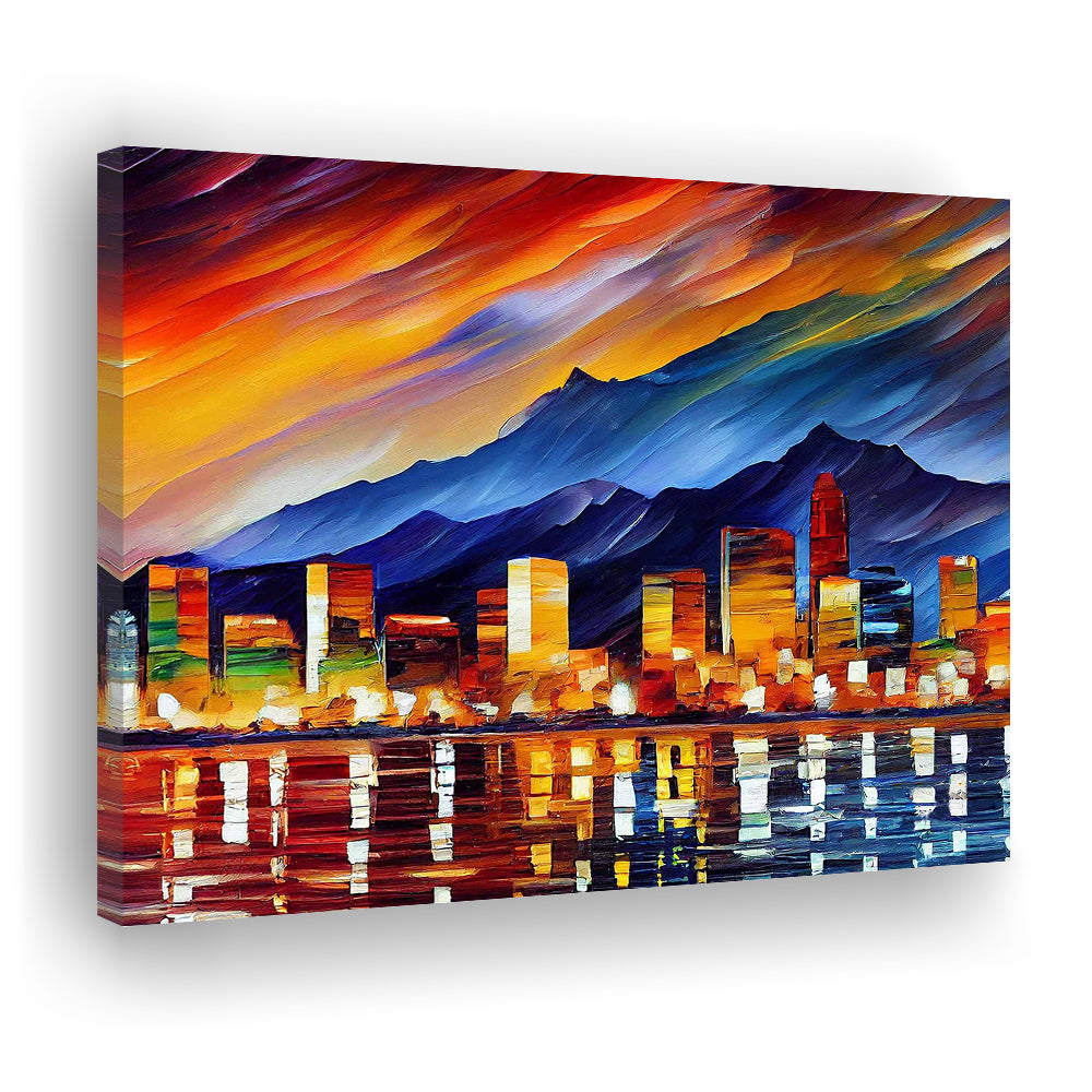 Reno Nevada Skyline Painting Canvas, Reno Painting Wall Art, Sport Art, Gifts for him, Canvas Print Wall Art