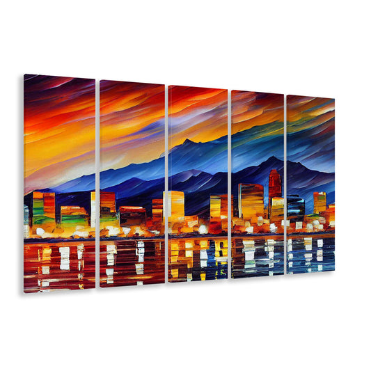 Reno Nevada Skyline Painting Canvas, Reno Painting Wall Art, Sport Art, Extra Large Canvas Print Wall Art