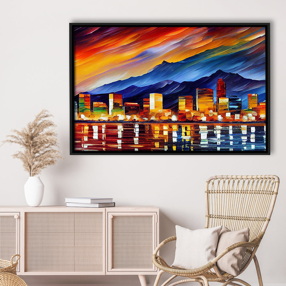 Reno Nevada Skyline Painting Canvas, Reno Painting Wall Art, Sport Gift Art, Framed Canvas Print Wall Art