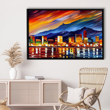 Reno Nevada Skyline Painting Canvas, Reno Painting Wall Art, Sport Gift Art, Framed Canvas Print Wall Art