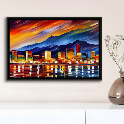Reno Nevada Skyline Painting Canvas, Reno Painting Wall Art, Sport Gift Art, Framed Canvas Print Wall Art