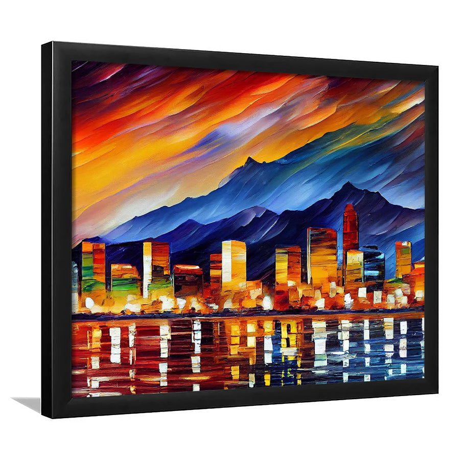 Reno Nevada Skyline Painting Canvas, Reno Painting Wall Art, Sport Gift Art, Framed Art Print Wall Decor