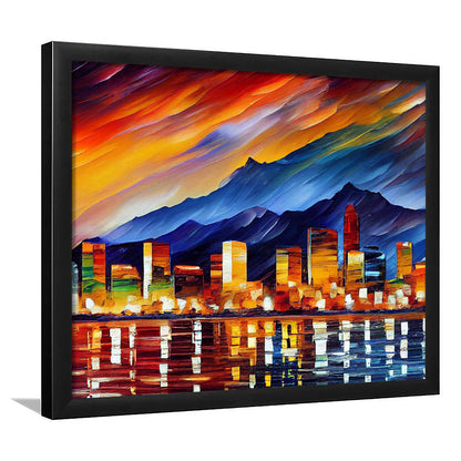 Reno Nevada Skyline Painting Canvas, Reno Painting Wall Art, Sport Gift Art, Framed Art Print Wall Decor