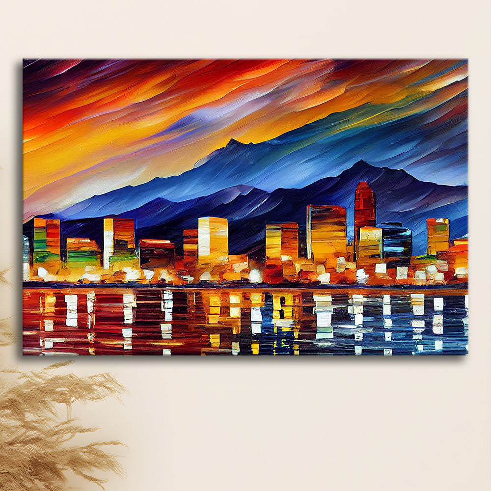 Reno Nevada Skyline Painting Canvas, Reno Painting Wall Art, Sport Art, Gifts for him, Canvas Print Wall Art