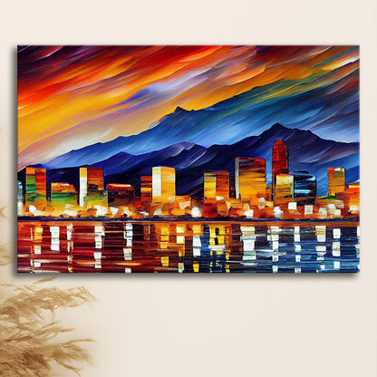 Reno Nevada Skyline Painting Canvas, Reno Painting Wall Art, Sport Art, Gifts for him, Canvas Print Wall Art