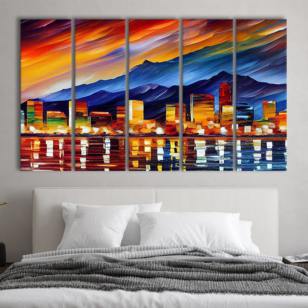 Reno Nevada Skyline Painting Canvas, Reno Painting Wall Art, Sport Art, Extra Large Canvas Print Wall Art