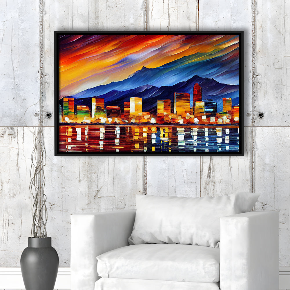 Reno Nevada Skyline Painting Canvas, Reno Painting Wall Art, Sport Gift Art, Framed Canvas Print Wall Art