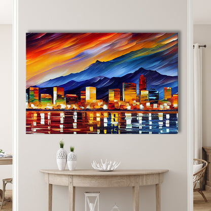Reno Nevada Skyline Painting Canvas, Reno Painting Wall Art, Sport Art, Gifts for him, Canvas Print Wall Art