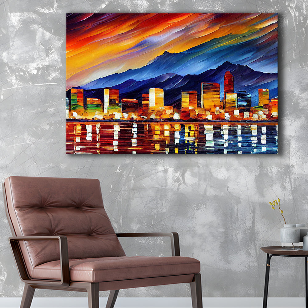 Reno Nevada Skyline Painting Canvas, Reno Painting Wall Art, Sport Art, Gifts for him, Canvas Print Wall Art