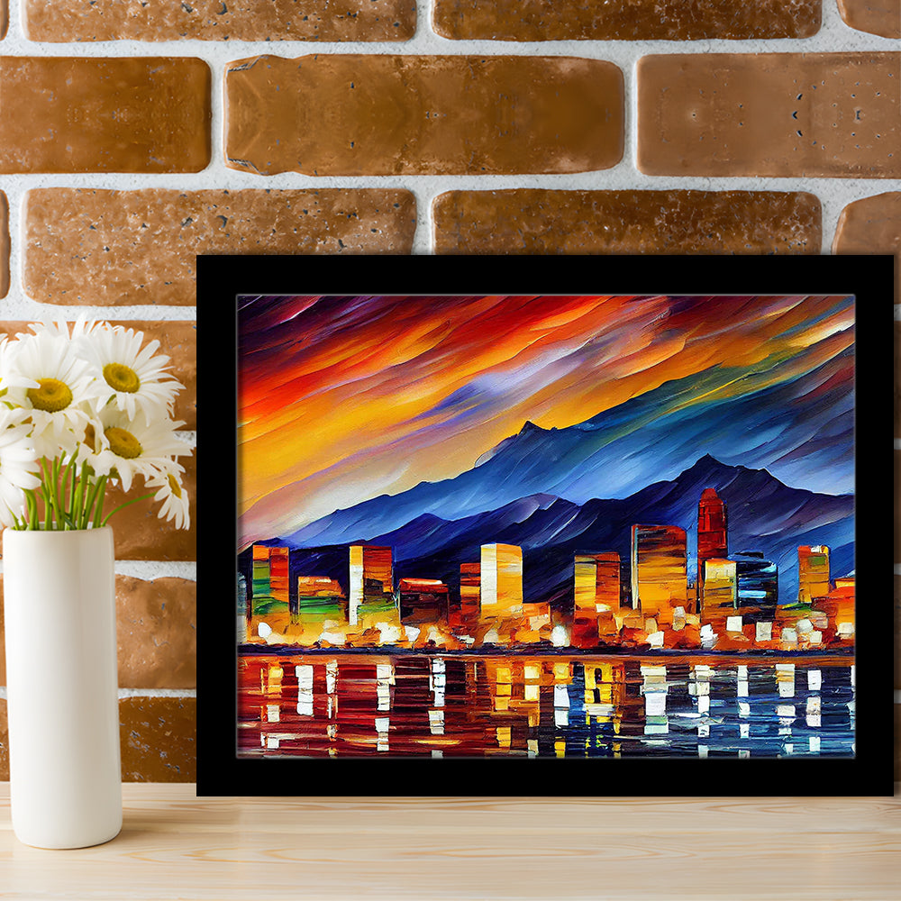 Reno Nevada Skyline Painting Canvas, Reno Painting Wall Art, Sport Gift Art, Framed Art Print Wall Decor