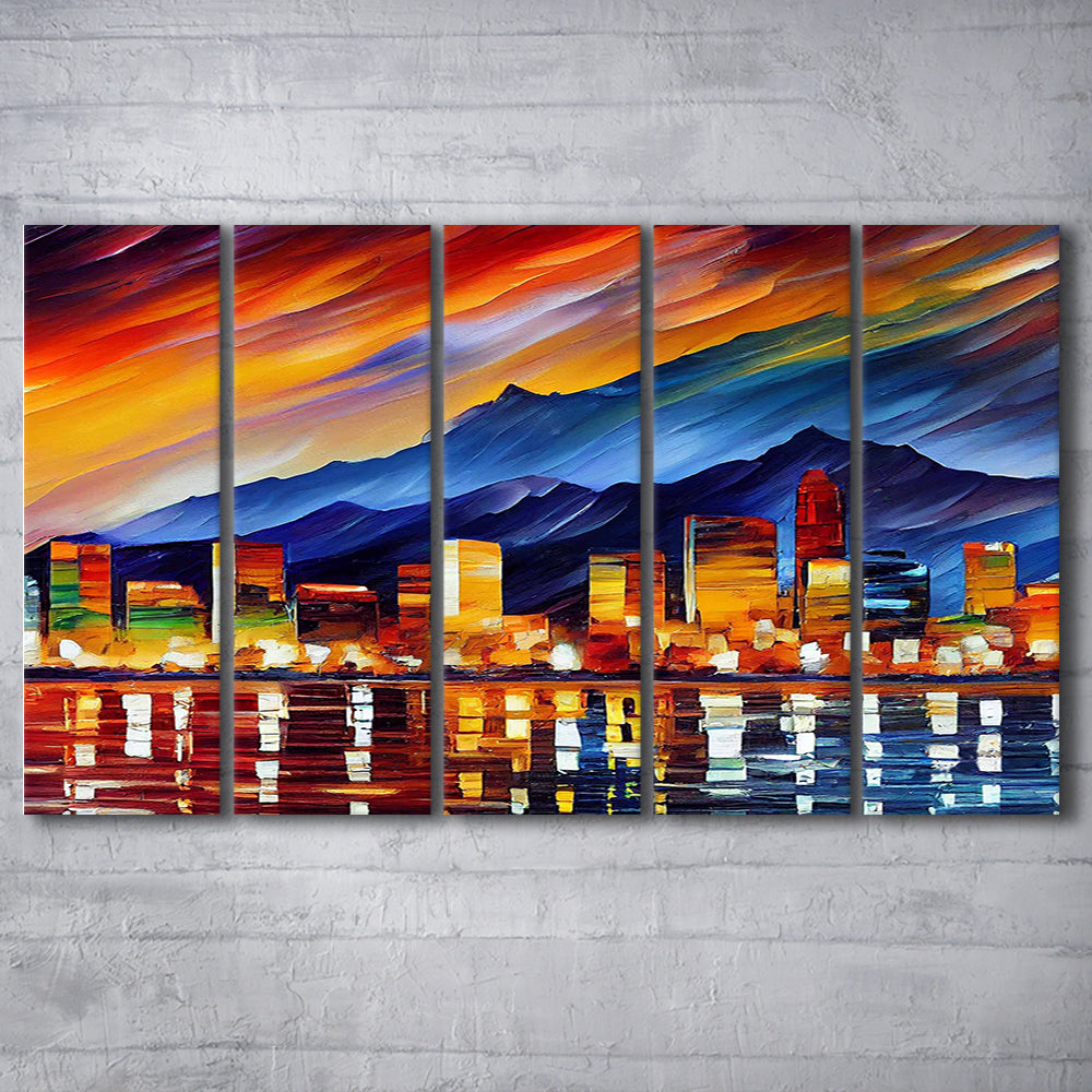 Reno Nevada Skyline Painting Canvas, Reno Painting Wall Art, Sport Art, Extra Large Canvas Print Wall Art