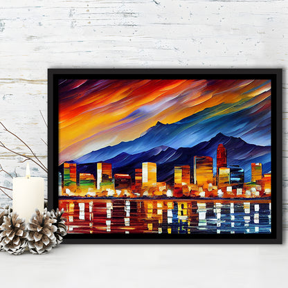 Reno Nevada Skyline Painting Canvas, Reno Painting Wall Art, Sport Gift Art, Framed Canvas Print Wall Art