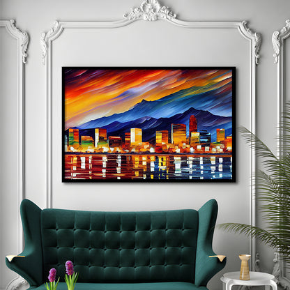 Reno Nevada Skyline Painting Canvas, Reno Painting Wall Art, Sport Gift Art, Framed Art Print Wall Decor