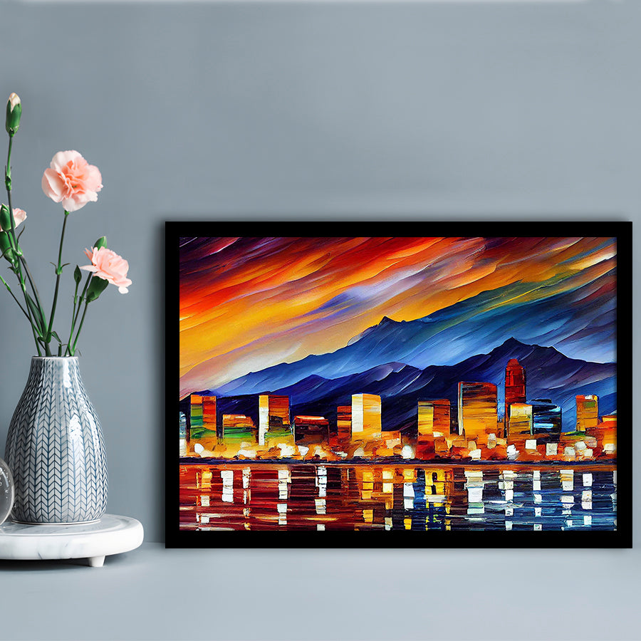 Reno Nevada Skyline Painting Canvas, Reno Painting Wall Art, Sport Gift Art, Framed Art Print Wall Decor