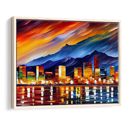 Reno Nevada Skyline Painting Canvas, Reno Painting Wall Art, Sport Gift Art, Framed Canvas Print Wall Art