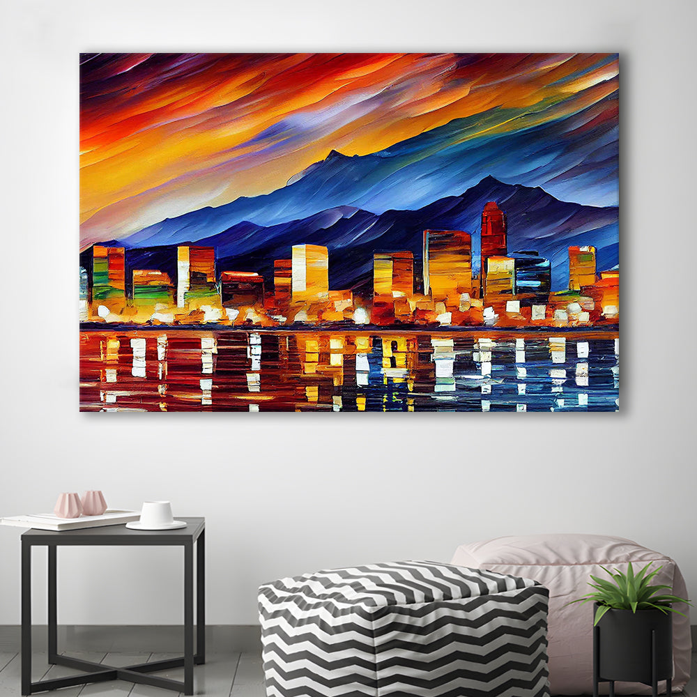 Reno Nevada Skyline Painting Canvas, Reno Painting Wall Art, Sport Art, Gifts for him, Canvas Print Wall Art